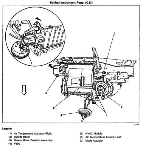 2002 Pontiac Grand Prix - This is a diagram showing the HVAC module and related components behind the instrument panel of a vehicle. It includes labeled parts such a…