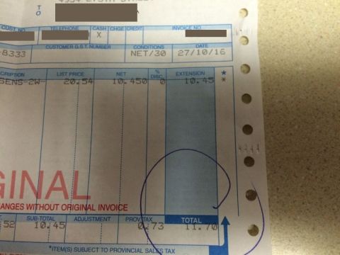 2002 Pontiac Grand Prix - A close-up shot of a receipt with handwritten and printed text. The receipt has columns for description, list price, net, and extension, wi…