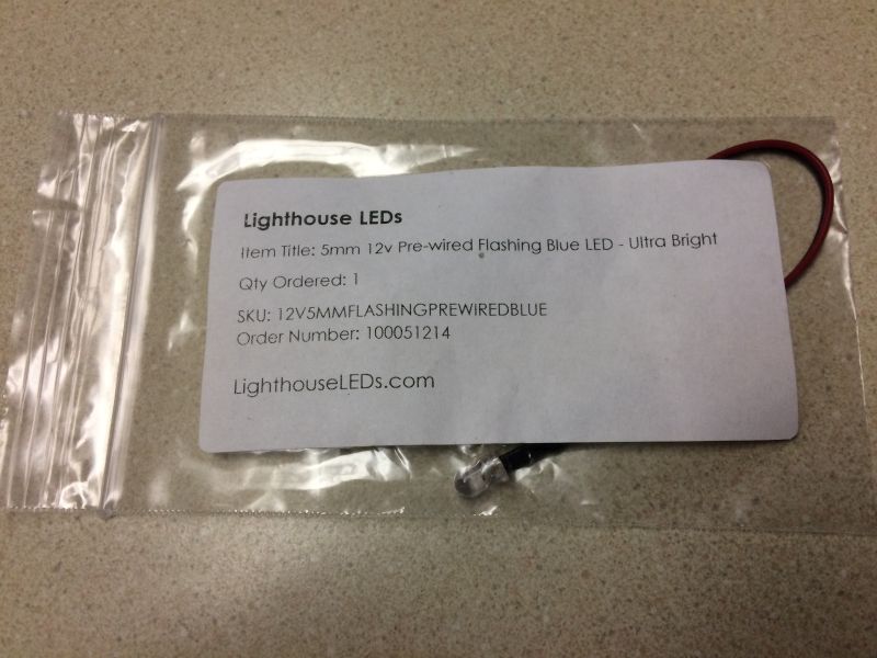 Lighthouse LEDs #12V5MMFLASHINGPREWIREDBLUE.