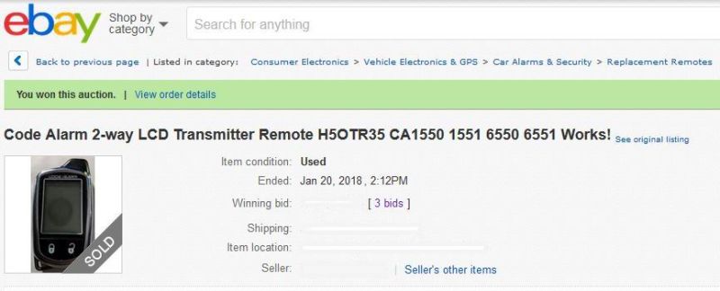 I've always wanted to have a spare 2-way remote, and when I stumbled across a used one on e-Bay, I snapped it up.