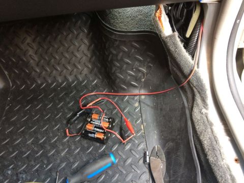 2002 Pontiac Grand Prix - Right front, door re-assembled, wiring run to kick panel, lit with power supply.