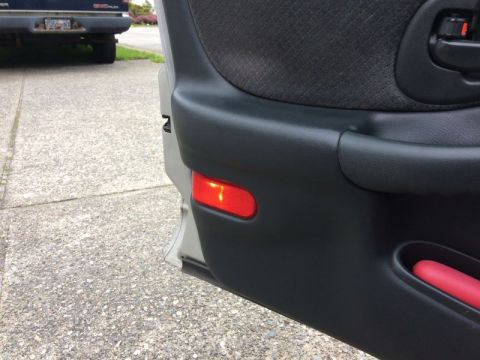 2002 Pontiac Grand Prix - Left front, door re-assembled, wiring run to kick panel, lit with power supply.