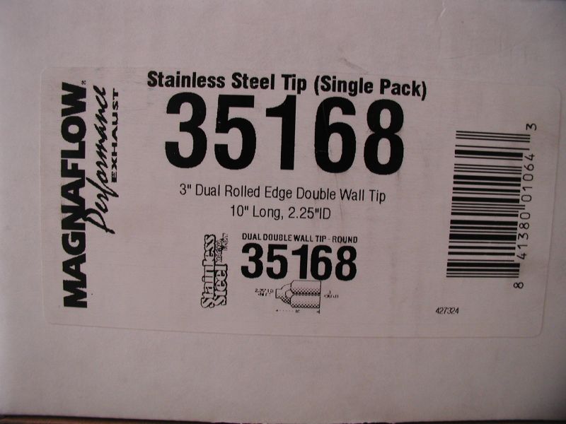 The new tips; Magnaflow #35168, 2.25" ID, 10" long.
