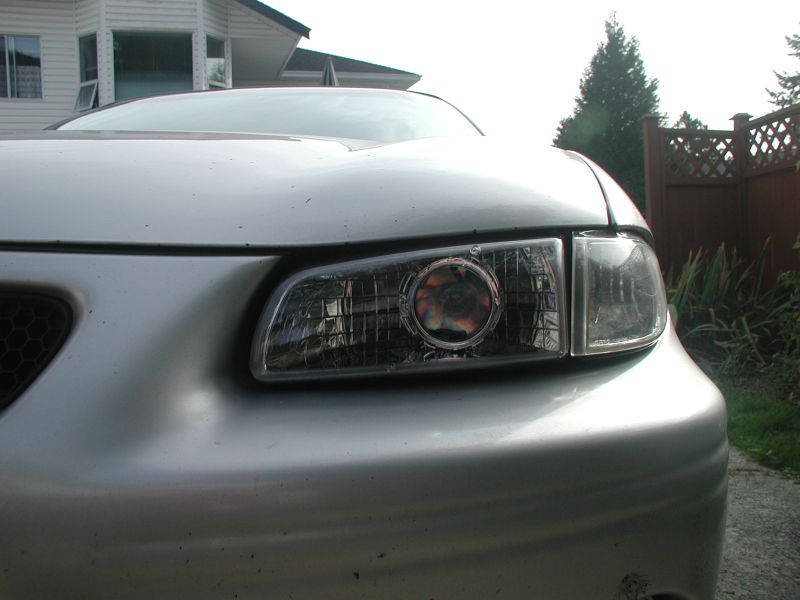 Showing the poor fit of the headlights and corner lighs.