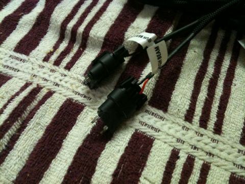 2002 Pontiac Grand Prix - Test fit to the hi-beam plugs of the TRS wiring harness.