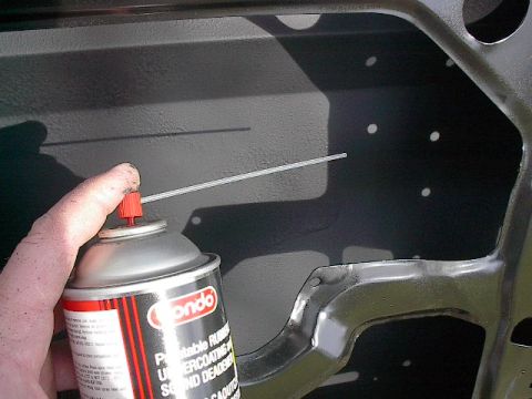 1986 Ford Bronco - Sound deadner going in. Work in the deep, hardest to get edges and angles first while you still have plenty of propellent pressure.