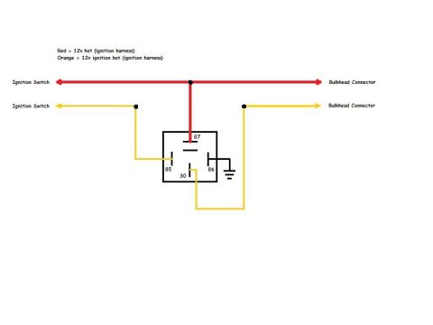 2002 Pontiac Grand Prix - This is a wiring diagram showing a relay connected to an ignition switch and a bulkhead connector. The diagram includes labels for wire col…