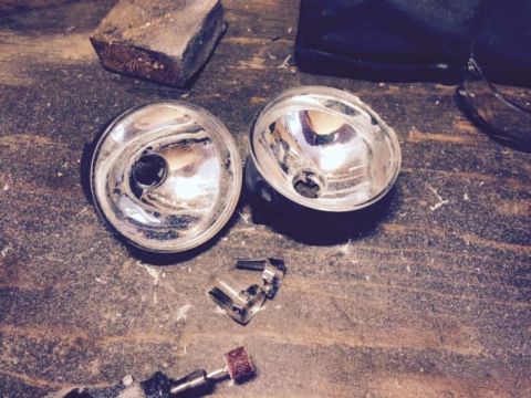 2002 Pontiac Grand Prix - Remove the halogen shields, then clean up what is left of the lenses. I chose to leave the edge of the lens as it was easier to get a true…
