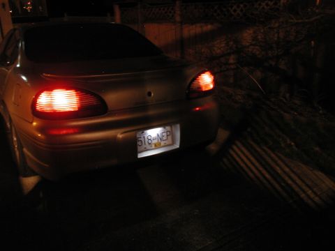 2002 Pontiac Grand Prix - Stock lighting on the left, LED lighting on the right.