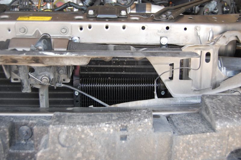 2002 Pontiac Grand Prix engine bay showing radiator and transmission cooler