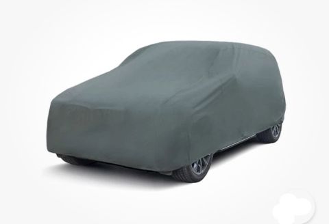 2026 Honda CR-V - A grey car cover is draped over a vehicle, obscuring its make and model. The cover is taut over the body, with the tires and lower body pan…
