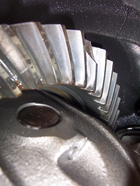 2000 Ford F-450 - Differential gears showing wear and lubrication. The specific vehicle model is not identifiable from this view.