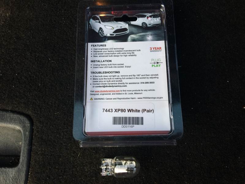 Diode Dynamics 7443 XP80 White LED bulbs package and one bulb