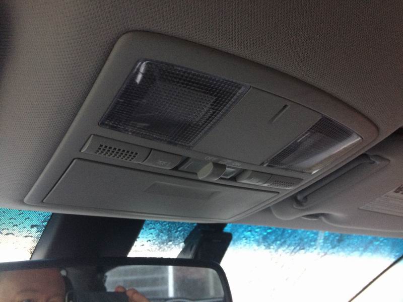 Interior overhead console with lights and controls