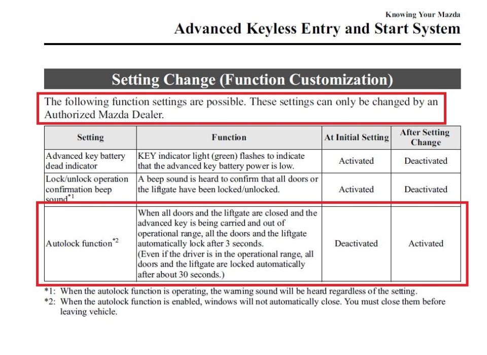 Now to get a Mazda dealer to disable the autolock function of the smart-key.