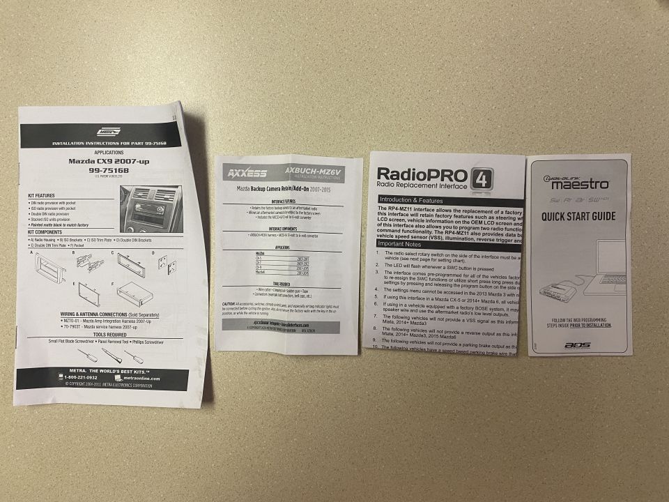 Installation manuals for car audio components.
