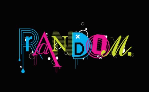 The word RANDOM in stylized, colorful letters on a black background.