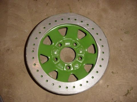 1992 Ford Bronco - Brake rotor with green painted center and silver outer ring.