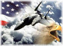 1995 Ford Bronco - Patriotic image a fighter jet, eagle, and the American flag.