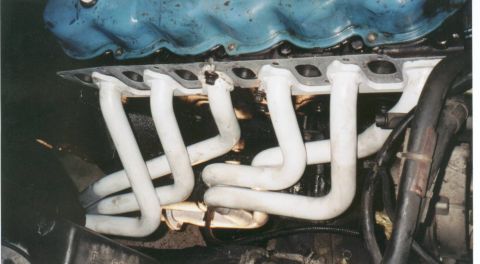 1980 Ford Bronco - The Clifford dual-exit headers. Take note: The order matters, I believe the front one goes on first. Also, the factory paint is just paint…