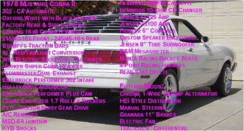 1978 Ford Mustang II - 1978 Ford Mustang II Cobra II, Oxford White with Black interior, detailed with modifications.