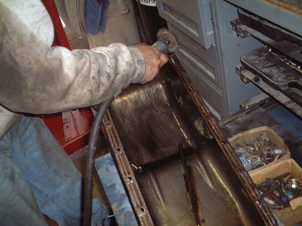 Cleaning off the old oil pan gasket