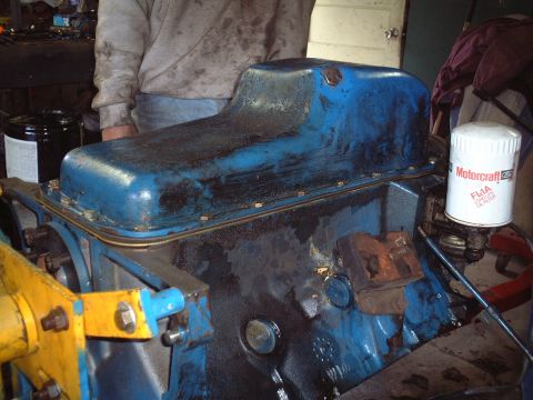 1967 Ford Galaxie - Fully assembled -- notice the gold windage tray between the block and the oil pan.