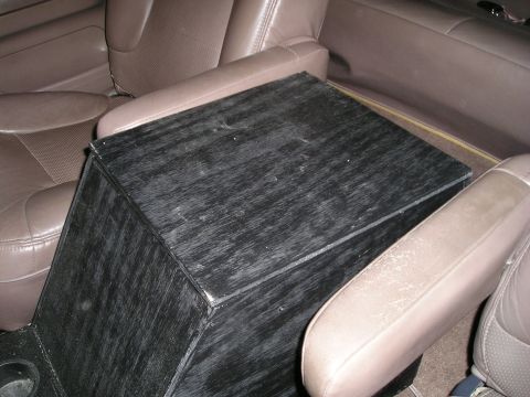 1996 Ford Bronco - Custom wooden center console modification installed in a vehicle's interior.