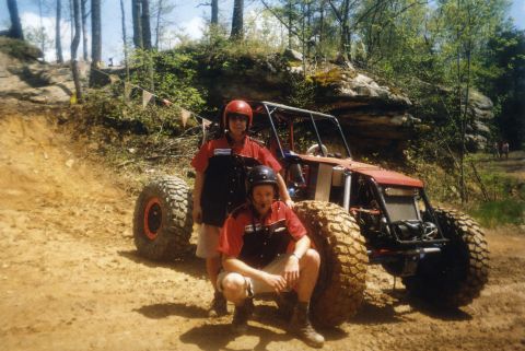 1991 Ford Bronco - Driver Rob Ellis (standing) and Spotter Todd Estes pose with the Spyder 2 after completing "Battleship."