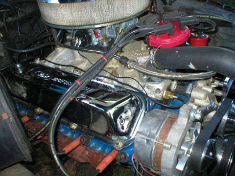 1978 Ford Bronco - Close-up view of a Ford V8 engine, showing the valve covers and distributor.