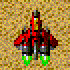 1992 Mercury Grand Marquis - This is a pixel art image of a red spaceship with green thrusters.