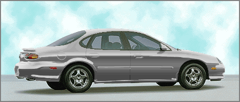 1998 Ford Taurus - Side profile of a silver 1998 Ford Taurus sedan against a cloudy sky.
