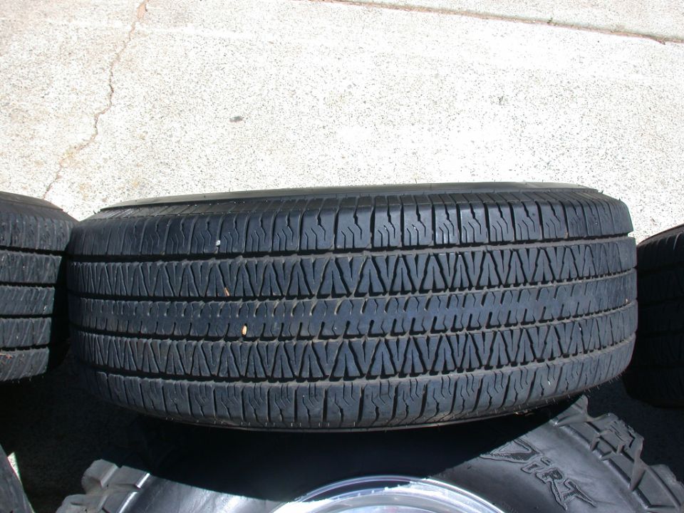 Spare tire with a tread pattern visible