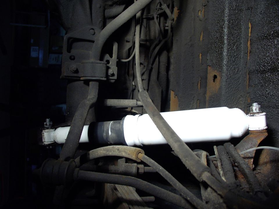 New air shocks in place.  Now the Bronco sits where it should.  Before it had that nose higher than tail attitude, in spite of new 3/4 ton leafs 5 years ago.  Much improved ride over rough pavement and improved loading capacity.