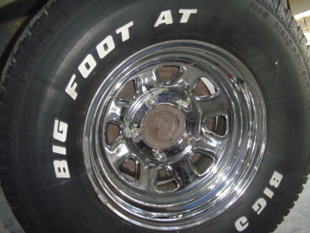 BFGoodrich Big Foot AT tire on a chrome 5-lug wheel