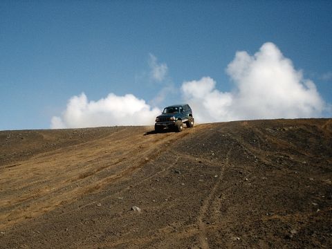 1996 Ford Bronco - A 1996 Ford Bronco navigates an off-road trail on a sunny day.