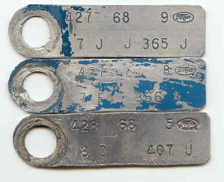 1967 Ford Fairlane - engine id tags