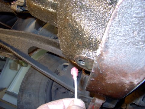 1986 Ford Bronco - A Q-tip with grease helps grab any of the filings your drill bit (with grease in it's flutes) missed.