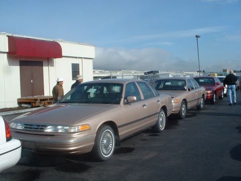 1999 Ford Crown Victoria - A set of tan '96 Crown Vics. Both are former CPT. cars.