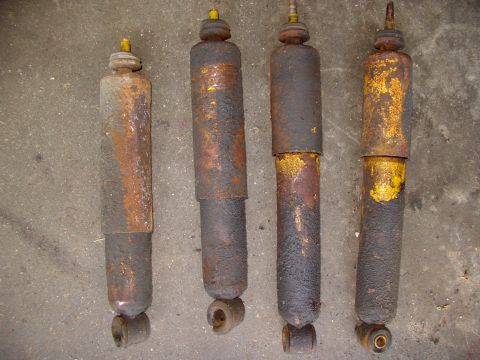 1986 Ford Bronco - It's gotta be an improvement over these. Look how baked the lower bushings were. You should have seen them on their mounts !