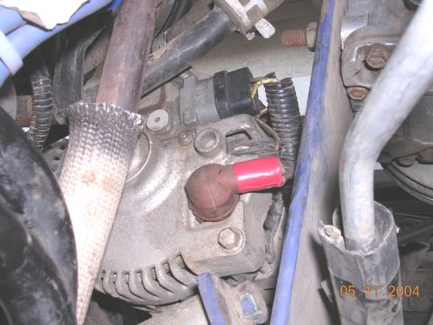 1994 Ford Bronco - back of 3G alt with two plugs/ The yellow(the A wire) fuses with the B+, the white/black is the S loop, and the green/red is the ignition w…