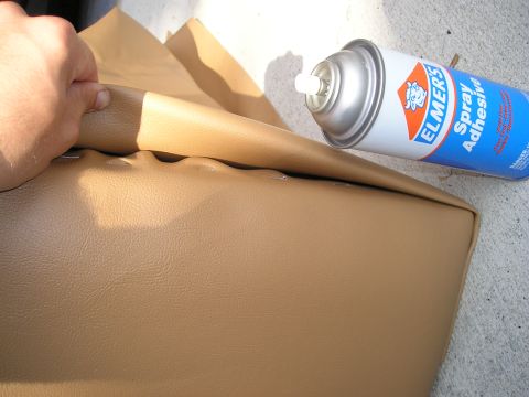 1996 Ford Bronco - Working on tan upholstery with Elmer's spray adhesive.