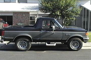 1989 Ford Bronco - This 1989 Ford Bronco is shown from the side, a two-tone gray and black paint scheme.