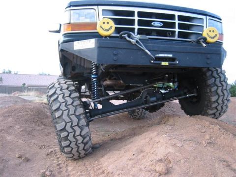 1994 Ford Bronco - This modified Ford Bronco is equipped for off-road adventures with its lifted suspension and aggressive tires.