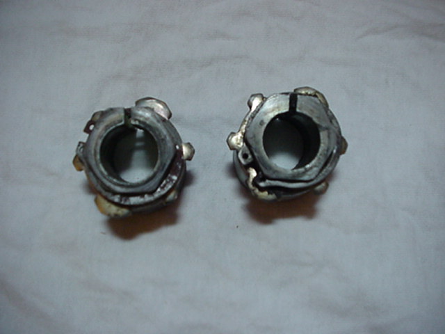 Pair of metal hubs with bolts