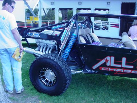 1992 Ford Bronco - Custom buggy with "ALL CHASS" graphics and "FOR SALE" text is displayed outdoors.