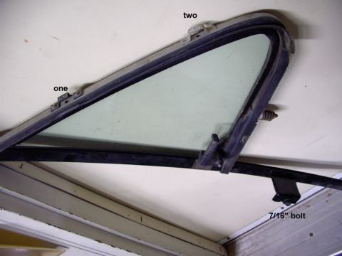 1986 Ford Bronco - One and two note where the philips hold it on. The 7/16" bolt is under the inner door trim panel. just be careful removing the up and down…