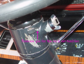 1985 Ford Bronco - release pin for the lock set tumbler on the steering column.
