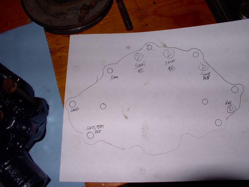 This also helps to remind you, if you're blonde like me.  Just trace the gasket and draw in the blind holes and make notes all over it.