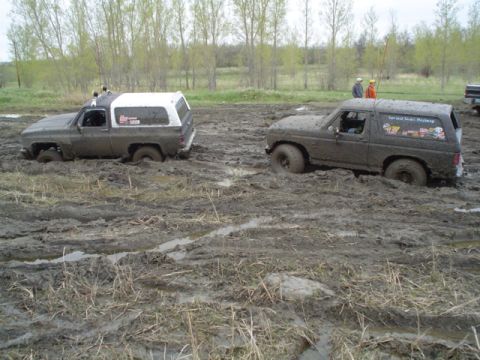 1981 Ford Bronco - My favorite stuck. Once Ben got Mikes truck out of the way I got out by going forwards and backwards. I could barely open my door but I cou…